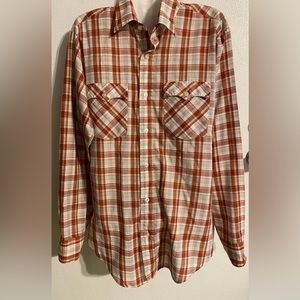 JC Penney Plain Pockets size Tall L men’s plaid VTG western button up shirt